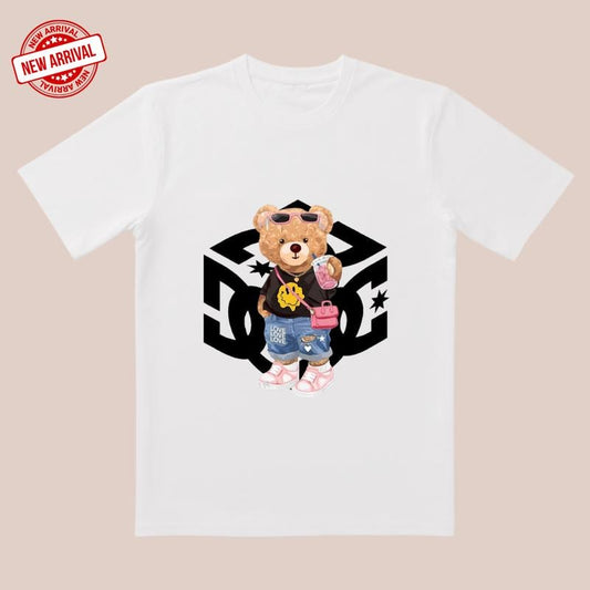 Cute Bear Graphic Tee |   Sunglasses & Jeans Design |   Unisex Streetwear for Daily Casual