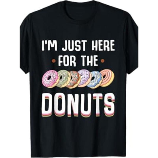 Cute Cotton T-Shirt for Donut Lovers, Casual Crew Neck, Regular Fit, with Geometric Donut Print, 100% Cotton Knit Fabric,...