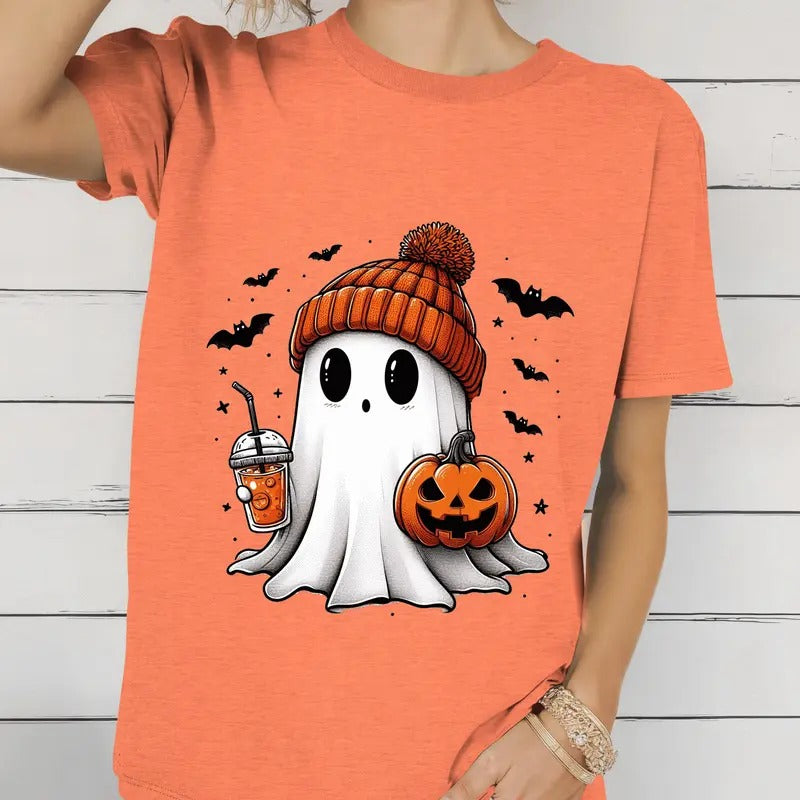 Cute Halloween Ghost.  Casual Everyday Relaxed Halloween Unisex T-Shirt. Hoodie, Sweatshirt | InkThreadWorks.com