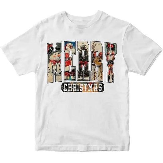 Cute Merry Christmas Graphic Tee - Santa Claus - Snowman - Christmas Tree - Reindeer - Merry Christmas Shirt - Christmas Gifts