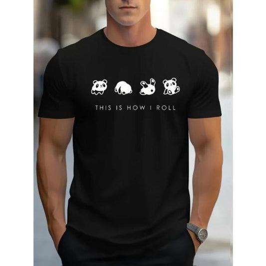 Cute Panda Bears Print T Shirt, Tees For Men, Casual Short Sleeve T-shirt For Summer Made in USA Hoodie, Sweatshirt