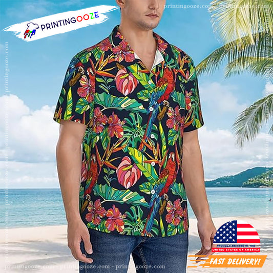Cute Parrot No.20065 Button Down Casual Beach Hawaiian Shirt