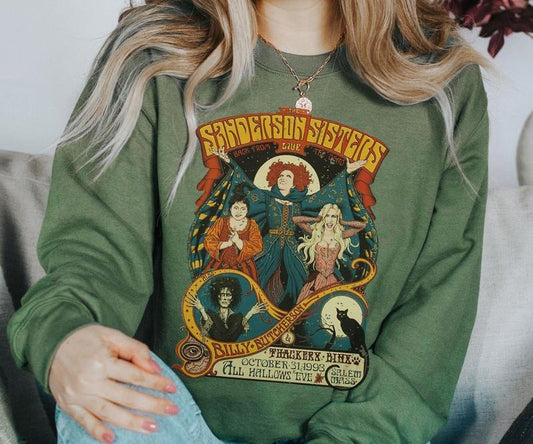 Cute Retro Alternative Boho Halloween Sweatshirt,Grunge Spooky Unisex Sweater,Vintage Horror Movie Graphic Shirt,Vintage Horror Movie