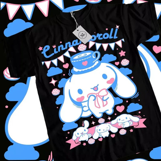 Cute Sanrio Cinnamoroll Anime T-Shirt & Sweatshirt, Funny Friends Girl Graphic Tee, Anime Manga Lover Gifts Ball Comfort Cotton Top