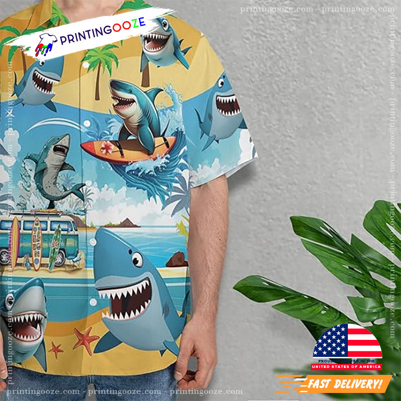 Cute Shark Summer Vacation Hawaiian Shirt