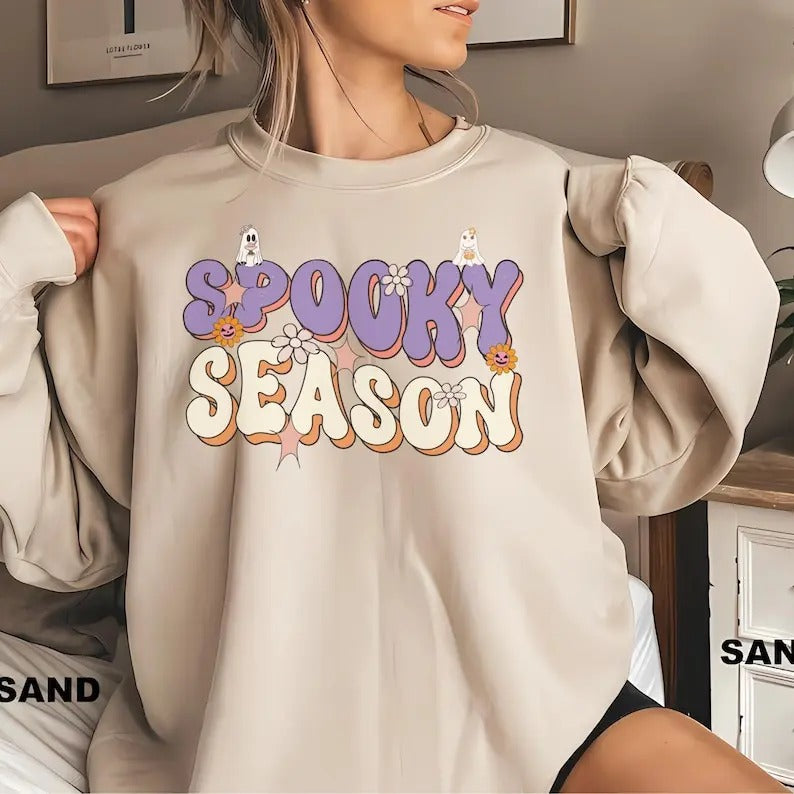 Cute Spooky Season sweatshirt,Cute Halloween Tee,Fall Halloween Sweatshirt,Spooky Season Apparel,Halloween Outfit for...