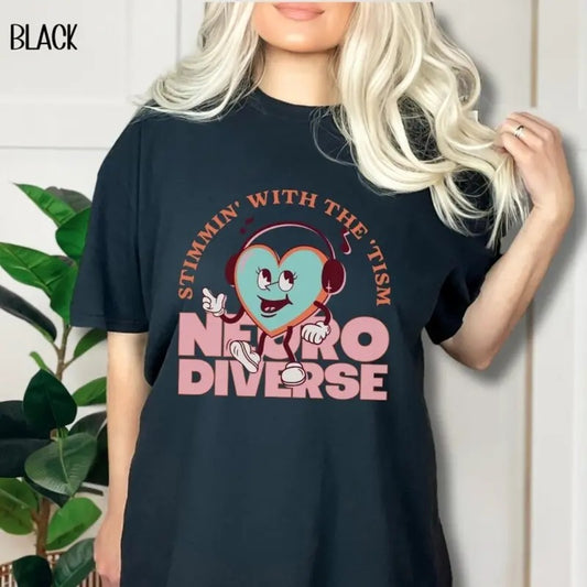 Cute Stimming Autism T-Shirt, Neurodiverse Tee, Neurodivergent Shirt, Autistic Pride, Autism Acceptance, Everyone Stims, Autism Gifts, vintage 90s graphic tees, gift For Him, gift For Her Top Menswear Womenswear Underwear Streetwear Tshirt Summer Comfort