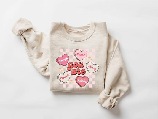 Cute Teacher Valentine Sweatshirt, Retro Heart Sweatshirt DRG, Women's Valentines Day Sweatshirt DRG, Love Valentine...