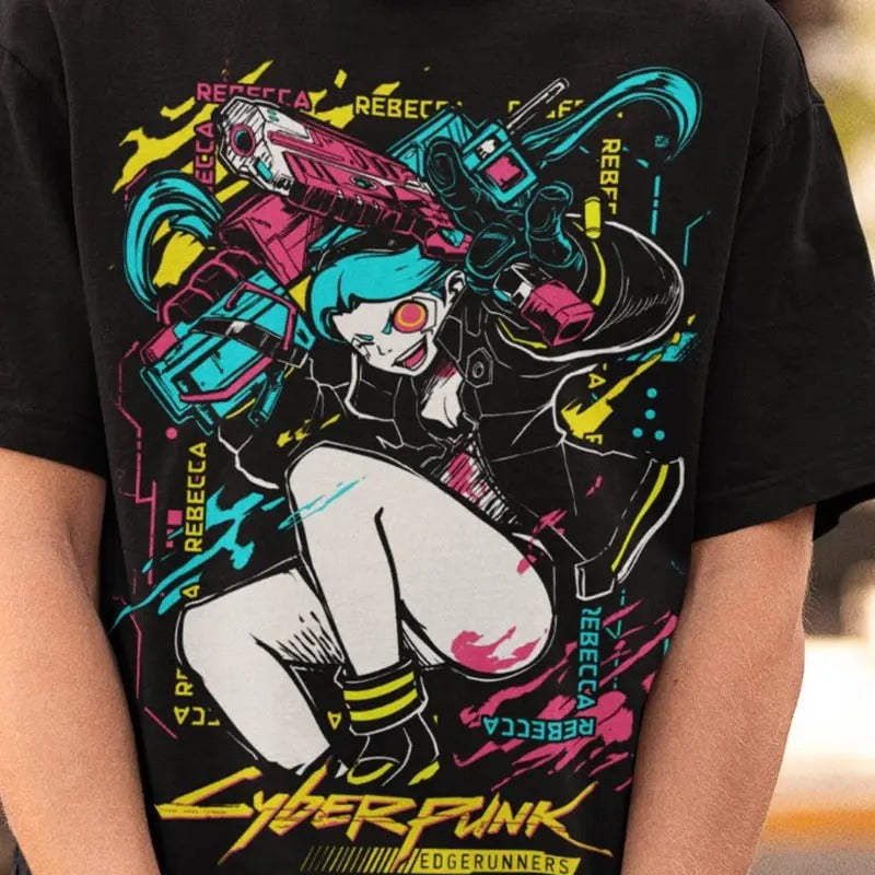 Cyberpunk Edgerunners shirt, Edge runners DAVID & LUCY neon shirt, Cyberpunk Edgerunners Rebecca, Cyberpunk Shirt,...
