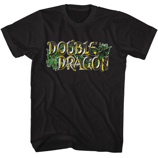 Double Dragon - Vintage Logo - American Classics - Solid Black Adult Short Sleeve T-Shirt