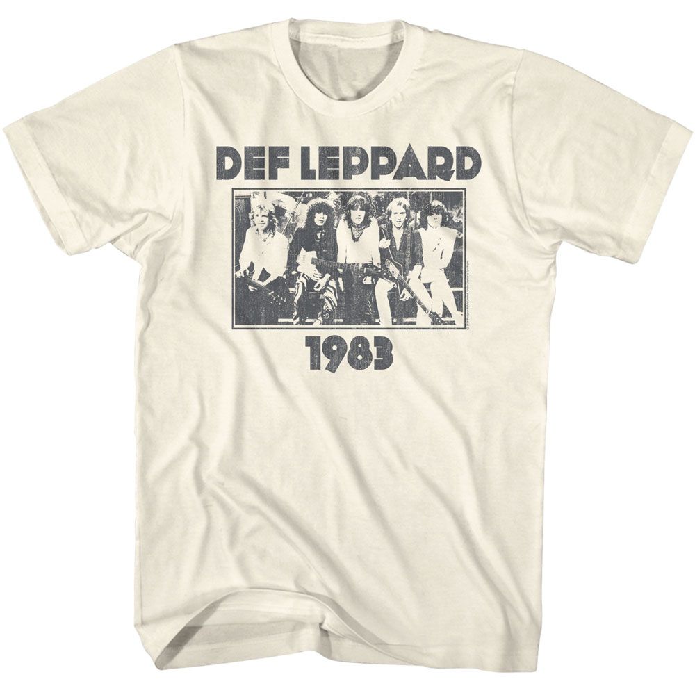 Def Leppard - Monochrome 1983 - American Classics - Solid Off-White Adult Short Sleeve T-Shirt