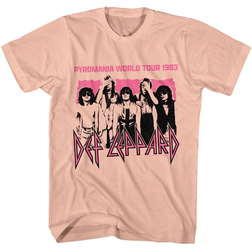 Def Leppard - Pyro World Tour - American Classics - Solid Orange Adult Short Sleeve T-Shirt