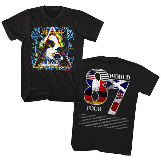 Def Leppard Mens S/S T-Shirt - Def World Tour - Solid Black