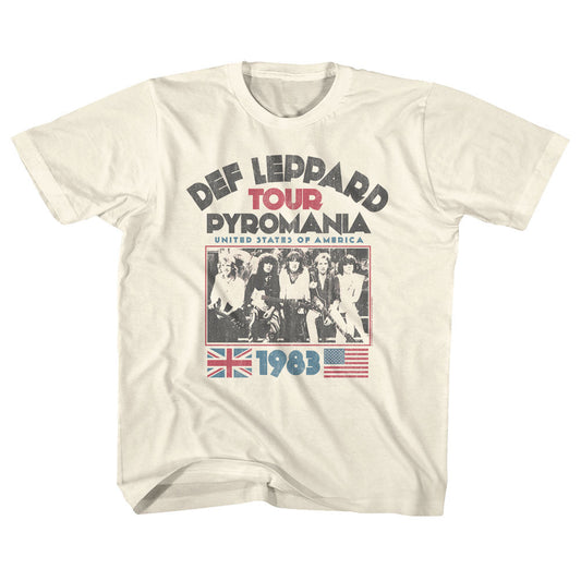 Def Leppard Youth S/S T-Shirt - Pyro Tour - Solid Natural