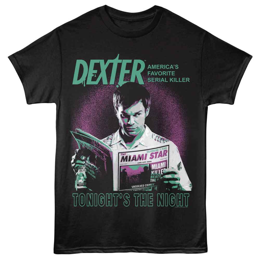 Dexter - Tonights The Night - American Classics - Black Adult Short Sleeve T-Shirt