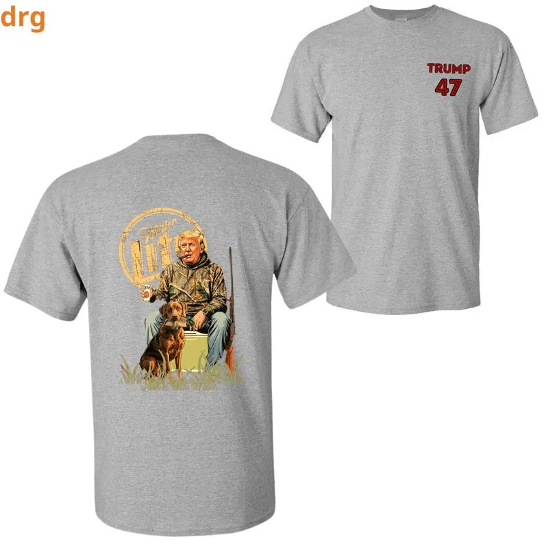 DRG Trummpp 47 Winter Lit T-Shirt, Patriotic Graphic Hunting Tee, Unisex Casual Top for Trummpp Supporters