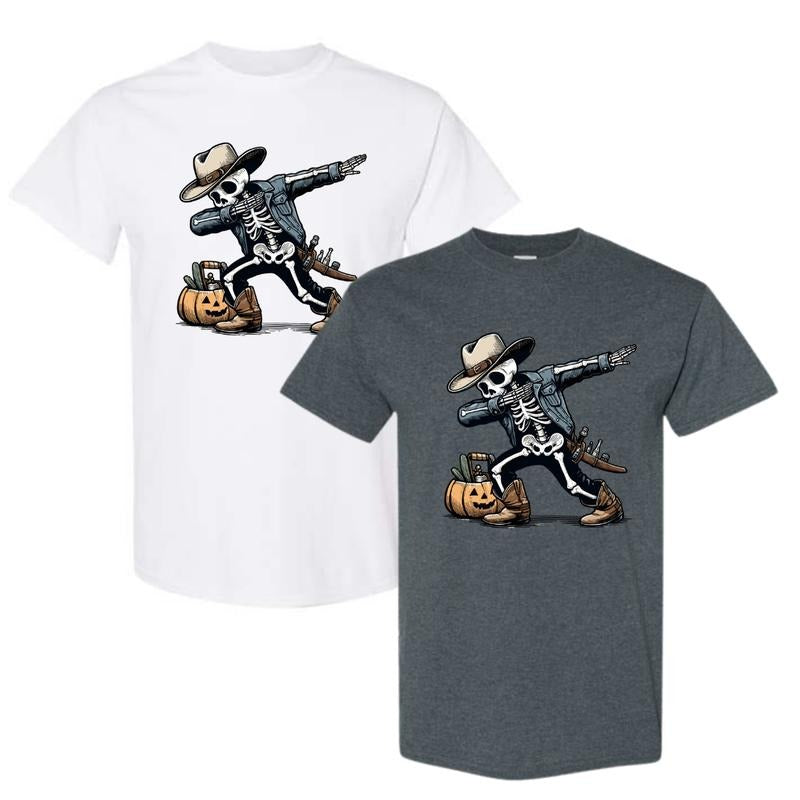 Dabbing Skeleton Cowboy Costume T-Shirt Sweatshirt Hoodie, Trendy Shirt | InkThreadWorks.com