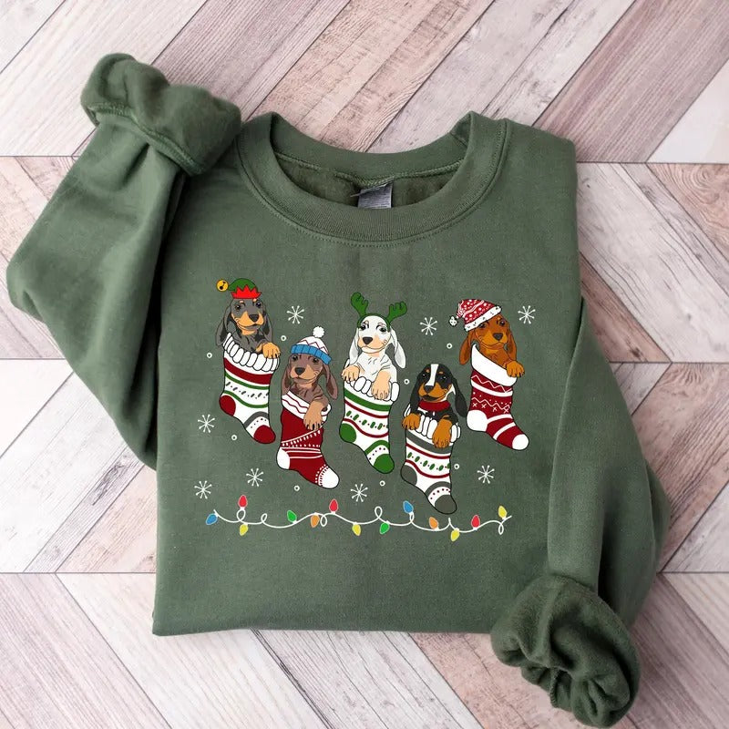 Dachshund Christmas Sweatshirt, Christmas Dog Tshirt, Xmas Dachshund Sweater, Christmas Gift For Dachshund Mom, Dog Lover...