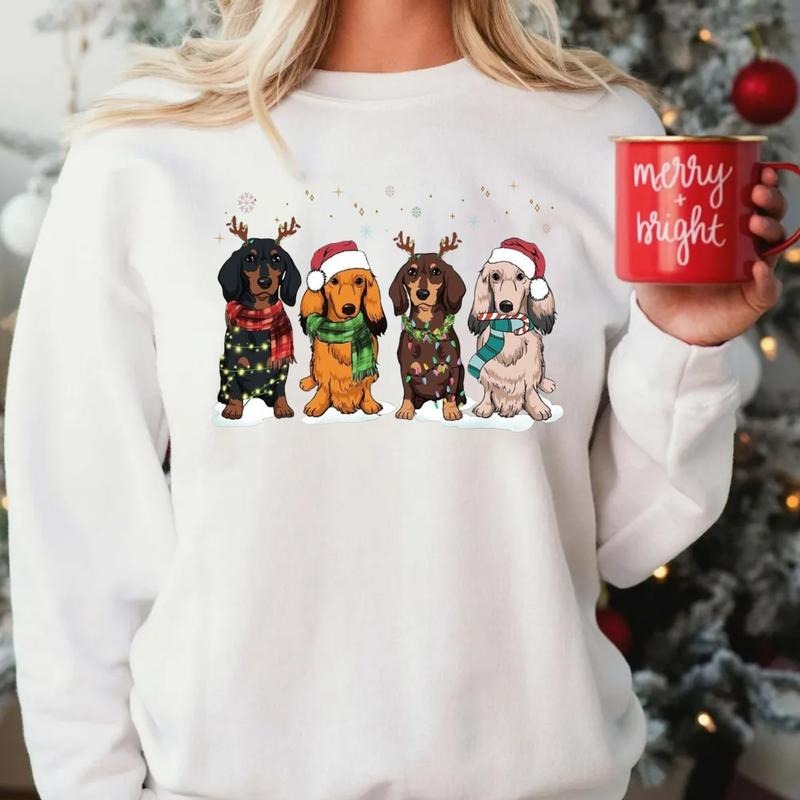 Dachshund Christmas Sweatshirt, Dachshund Christmas Shirt, Dog Lover Gift, Dachshund New Year Shirt, Dachshund Mom Shirt,...