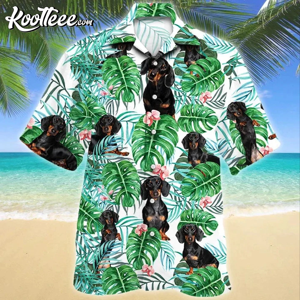 Dachshund Dog Tropical Plant Hawaiian Shirt