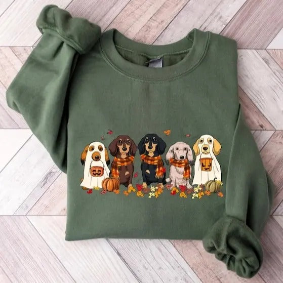 Dachshund Fall Dogs Sweatshirt, Dachshund Dog Mom Sweatshirt, Fall Dog Tees, Autumn Dog Gift Sweatshirt, Dog Lovers Tees,...