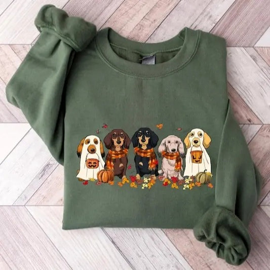 Dachshund Fall Dogs Sweatshirt, Dachshund Dog Mom Sweatshirt, Fall Dog Tees, Autumn Dog Gift Sweatshirt, Dog Lovers Tees,...