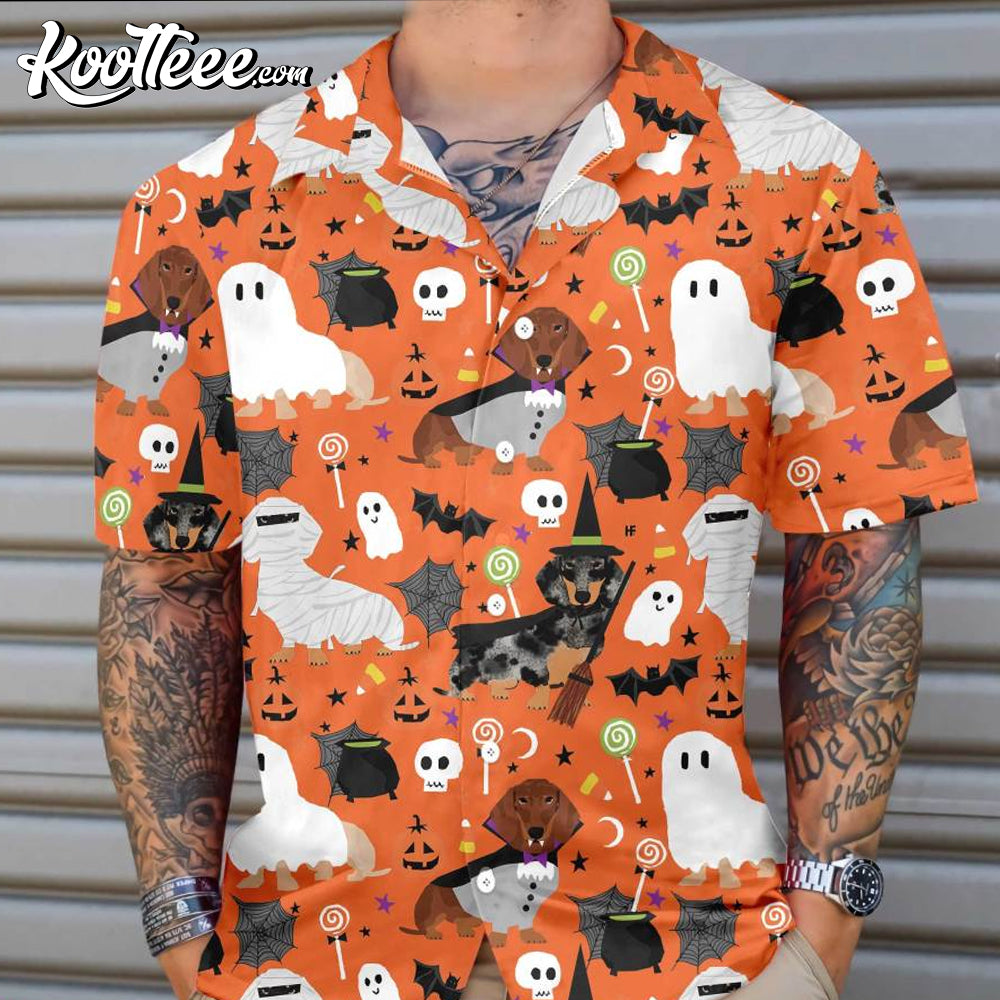Dachshunds On Halloween Day Hawaiian Shirt