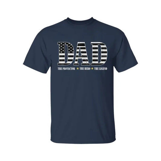 Dad The Protector Hero Legend American Flag Dad Father's Day T-Shirt, Men's Cross Graphic Tee, 2025 Casual Summer Outfit, For Men, For Women, Cotton