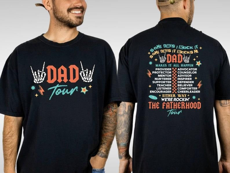 Dad Tour Shirt, Gift For Dada, Fatherhood Shirt, Father's Day Shirt, Gift For Father, Some Days I Rock It Shirt, Trendy Front And Back Shirt tito s Casual Menswear
