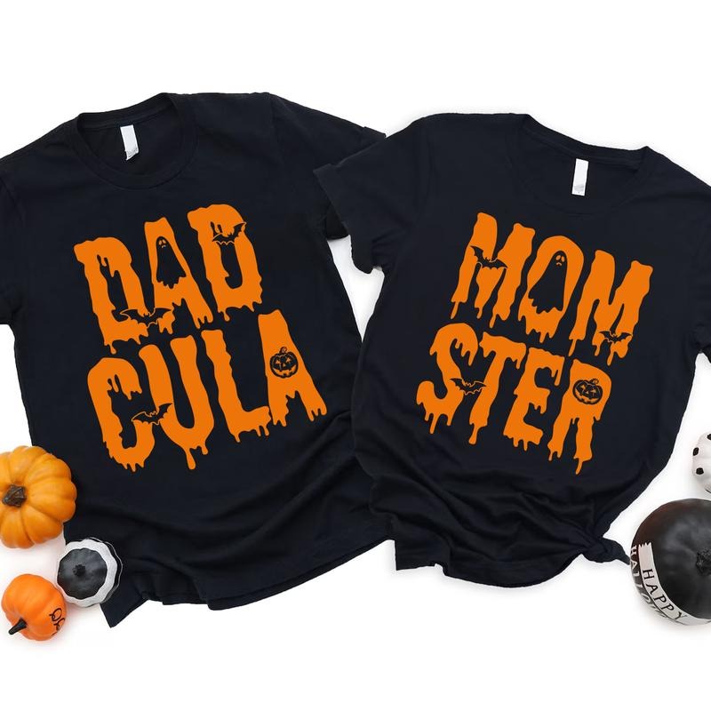 Dadcula Momster Shirt - Funny Halloween Matching T-Shirts, Scary Dad Mom Costume Tees, Spooky Couple Gift, Halloween Family Shirt