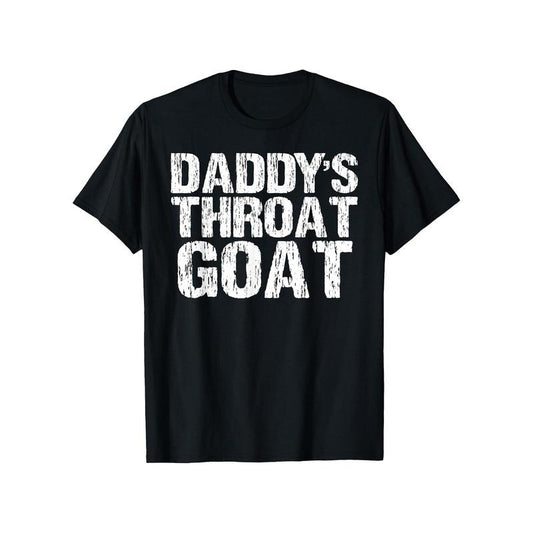 Daddy'S Throat Goat" Fun& Sexy Distressed Cotton T-Shirt for Men- Casual, Breathable Summer Tee with Geometric Pattern...