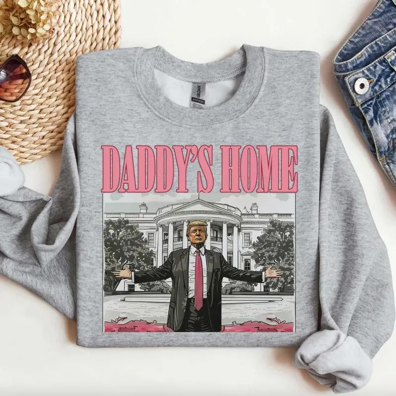 Daddy's Home Sweatshirt, Daddy's Home T-shirt, Daddy's Home Shirt, Retro Crewneck, For Xmas, Cotton, Womenswear Tops Tops...