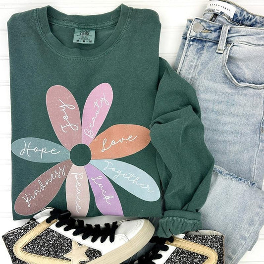 Daisy Affirmation Comfort Colors Long Sleeve T-Shirt Hoodie, Sweatshirt | InkThreadWorks.com