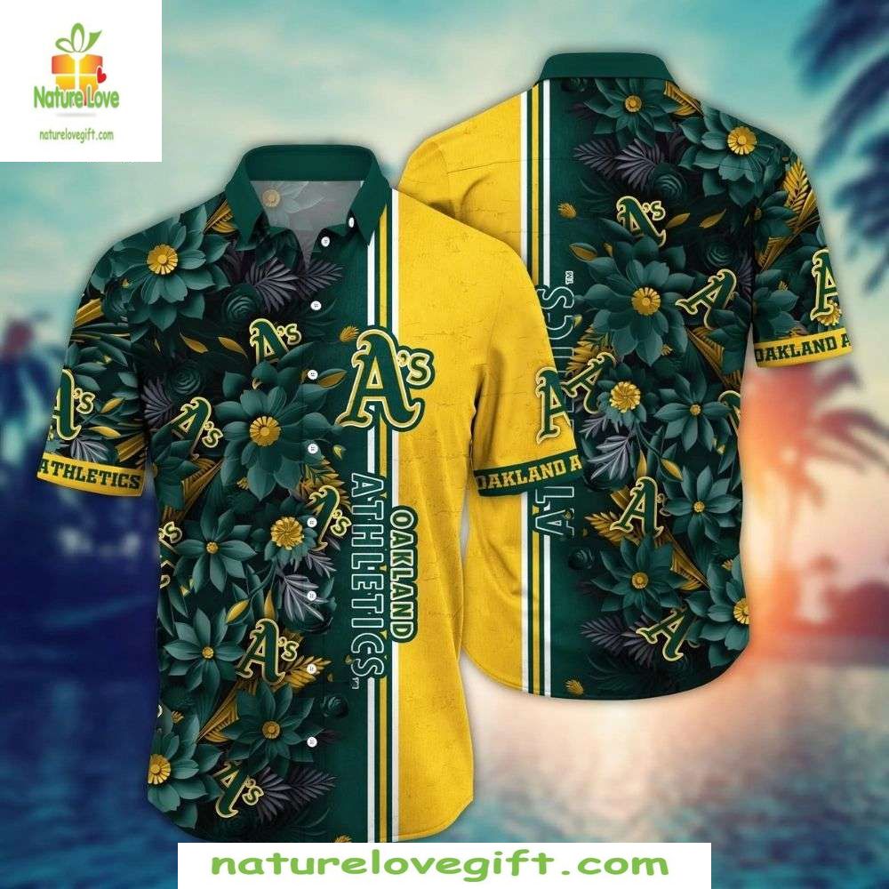Oakland Athletics Hawaiian Shirt Daisy Field Floral MLB Baseball Apparel