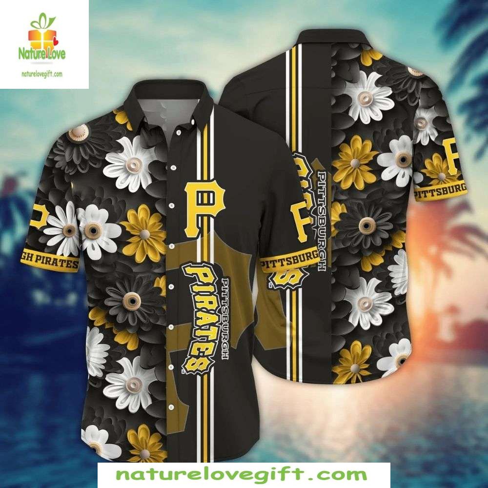 Pittsburgh Pirates Hawaiian Shirt MLB Black Daisy Fresh Baseball Apparel