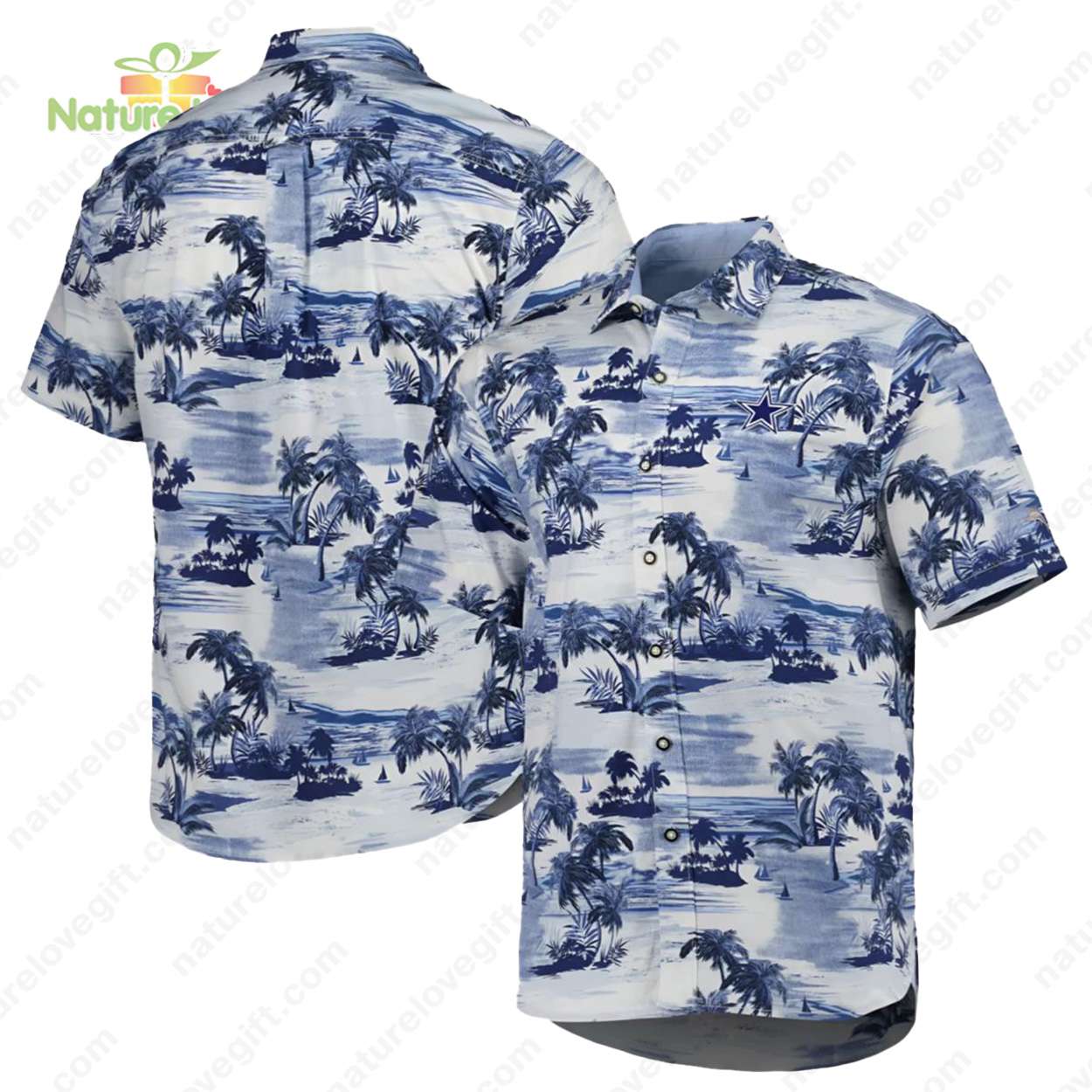 Dallas Cowboys Palm Tree Men’s Tropical Button-Down Hawaiian Shirt