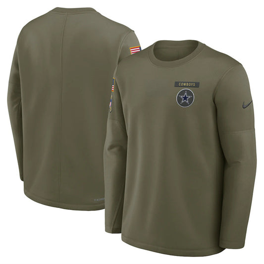 Dallas Cowboys Olive 2025 Salute to Service Sideline Coaches Therma-FIT Long