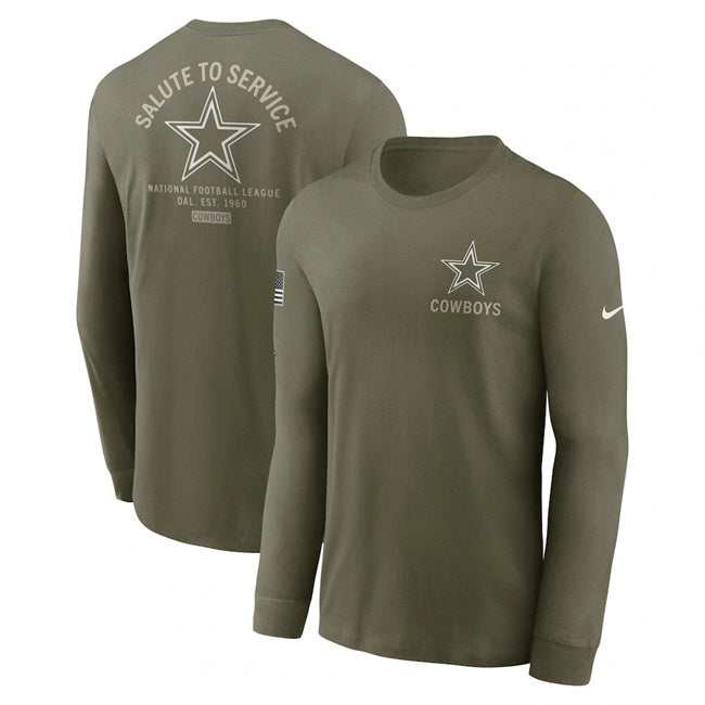 Dallas Cowboys Olive 2025 Salute to Service Sideline Long Sleeve T-Shirt