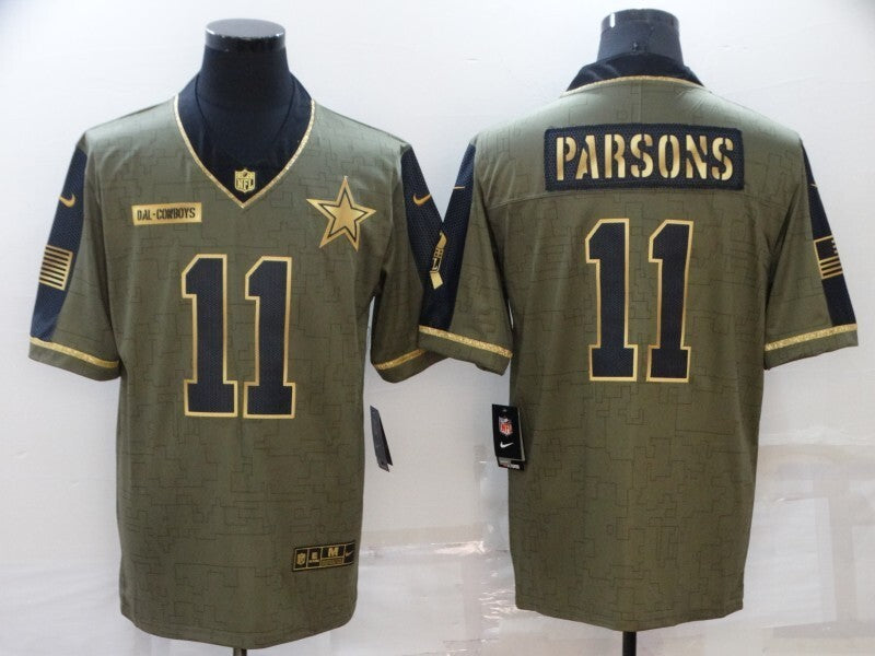 Dallas Cowboys #11 Micah Parsons 21 Salute Gold Text 098