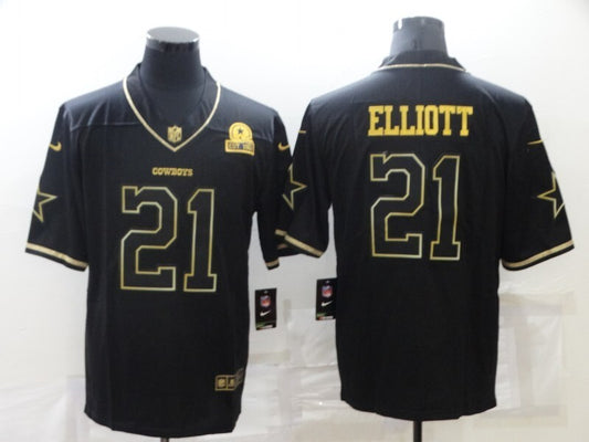 Dallas Cowboys #21 Ezekiel Elliott Black Retro Gold 815