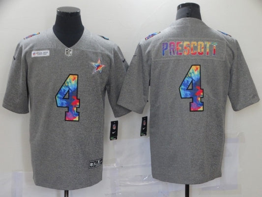Dallas Cowboys #4 Dak Prescott Hemp Gray Rainbow 254