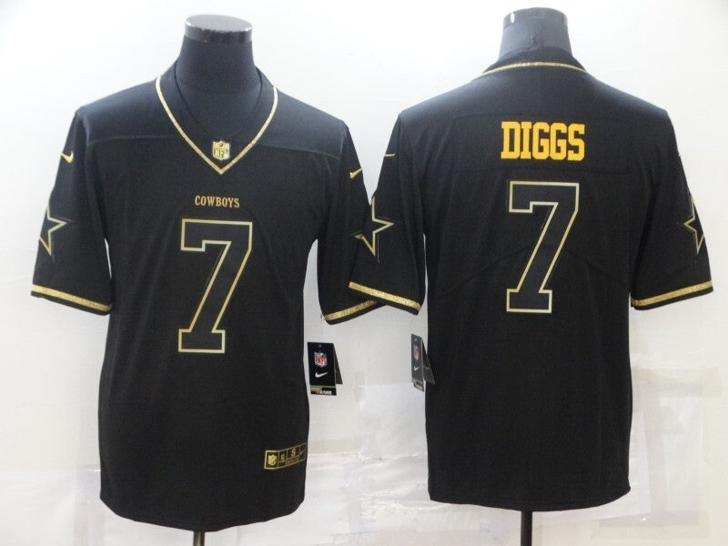 Dallas Cowboys #7 Diggs Black Retro Gold 875