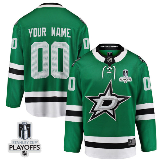 Dallas Stars 2024 NHL Playoffs Patch Home Jersey Customized