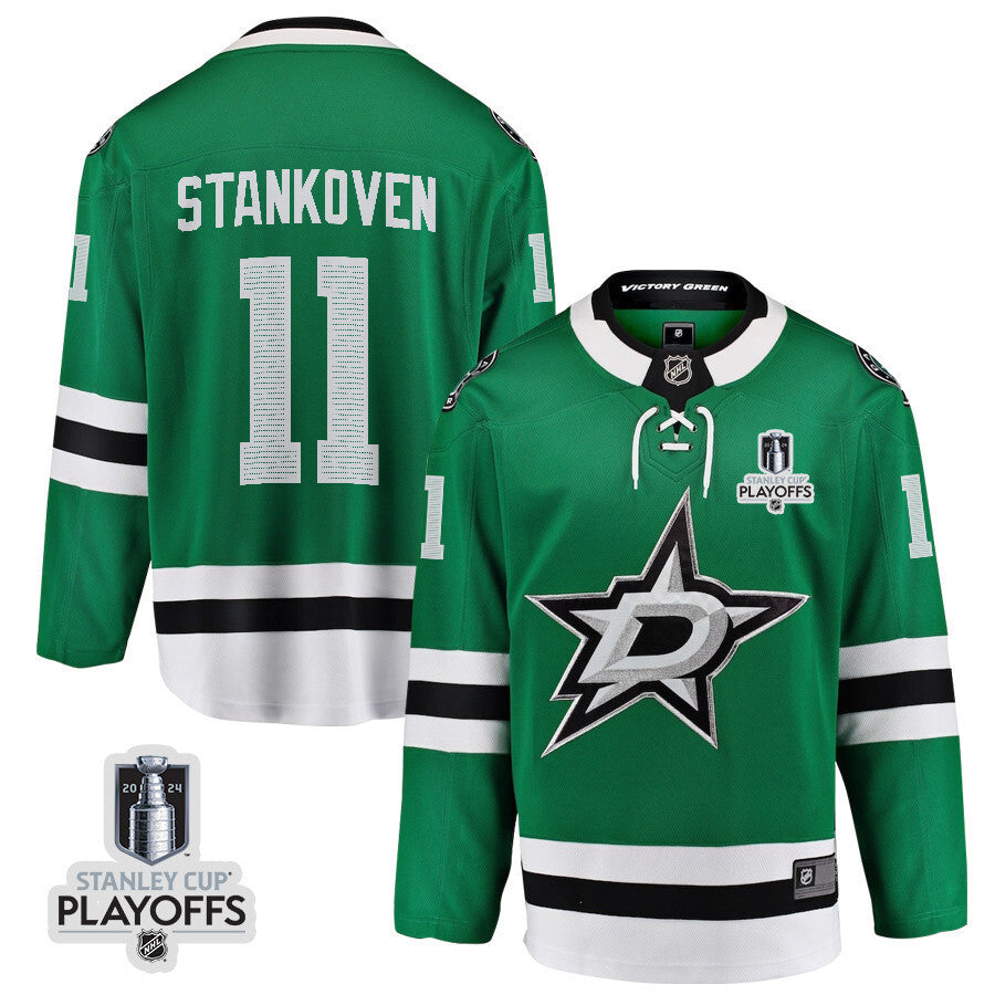 Dallas Stars #11 Logan Stankoven 2024 NHL Playoffs Patch Home Jersey