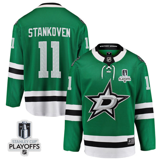 Dallas Stars #11 Logan Stankoven 2024 NHL Playoffs Patch Home Jersey