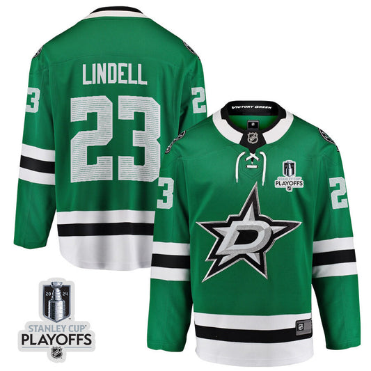 Dallas Stars #23 Esa Lindell 2024 NHL Playoffs Patch Home Jersey