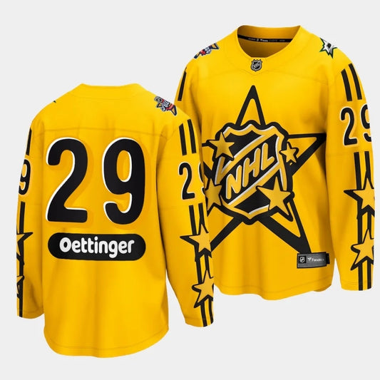Dallas Stars #29 Jake Oettinger 2024 NHL All-Star Yellow Jersey Style 2