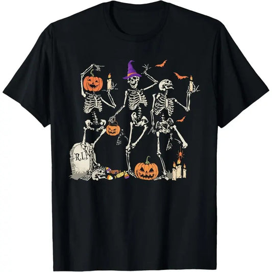 Dancing Skeleton Shirt for Women Men Happy Halloween Skull T-Shirt made in usa Hoodie, Sweatshirt | InkThreadWorks.com