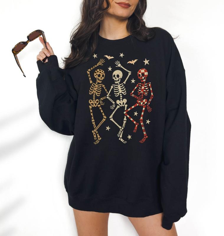Dancing Skeletons -  Unisex Crewneck Sweatshirt, Funny Tee, Funny Apparel, Gift Idea, Relaxed Fit, Casual Apparel,  Hallowen Theme