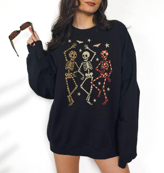 Dancing Skeletons -  Unisex Crewneck Sweatshirt, Funny Tee, Funny Apparel, Gift Idea, Relaxed Fit, Casual Apparel,  Hallowen Theme